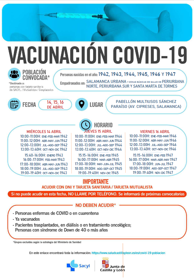 ceoecepymesa's tweet photo. 💉¿Tienes que vacunarte en los próximos días y no tienes claro dónde o a qué hora debes presentarte? 

𝙏𝙊𝘿𝘼 𝙇𝘼 𝙄𝙉𝙁𝙊𝙍𝙈𝘼𝘾𝙄𝙊́𝙉 𝙎𝙊𝘽𝙍𝙀 𝙇𝘼 𝙑𝘼𝘾𝙐𝙉𝘼𝘾𝙄𝙊́𝙉 𝙀𝙉 𝙎𝘼𝙇𝘼𝙈𝘼𝙉𝘾𝘼 via @Salud_JCYL. 
⬇️⬇️
https://t.co/fOHyxi4zS2 https://t.co/DtZxai34xG