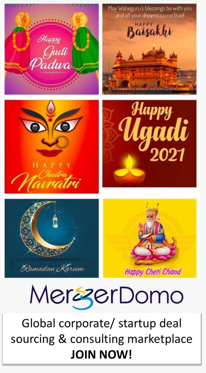 MergerDomoDM's tweet photo. Happy Festivities #gudipadwa #baisakhi #navratri #ugadi #ramadankareem #chetichand
#venturecapital #startups #startupfunding #mergersandacquisitions #jointventure #startupecosystem #entrepreneurs #angelinvesting #investors #mergerdomo #wheredealsaremade https://t.co/uuVZa3rXwj