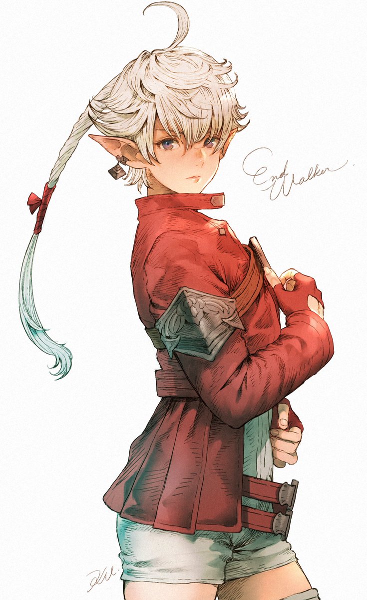 elezen elf solo pointy ears red gloves jacket red jacket  illustration images