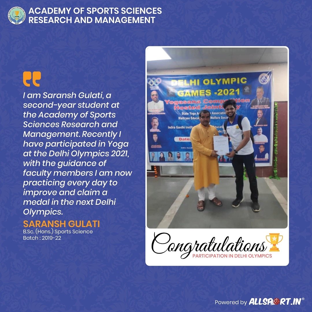 ASSRM_Delhi's tweet photo. Actions in the right direction lead towards the destination. Cheers to Saransh Gulati for Participation in Delhi Olympics.

#assrm #participation #yoga #delhiolympics #learning https://t.co/SE11Ywik1W