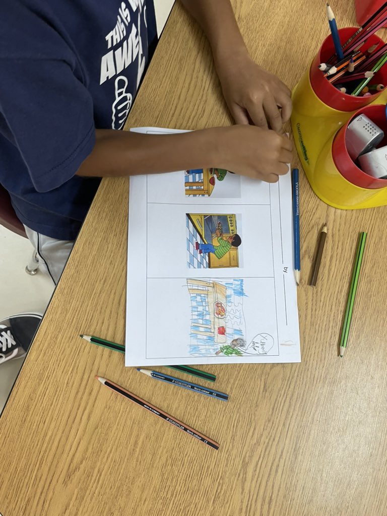 endbispo's tweet photo. Recognizing comics/graphic novel’s features and trying to apply in your own writing. #grade1 #LISlearning #learningthroughwriting https://t.co/mFO923KKiq