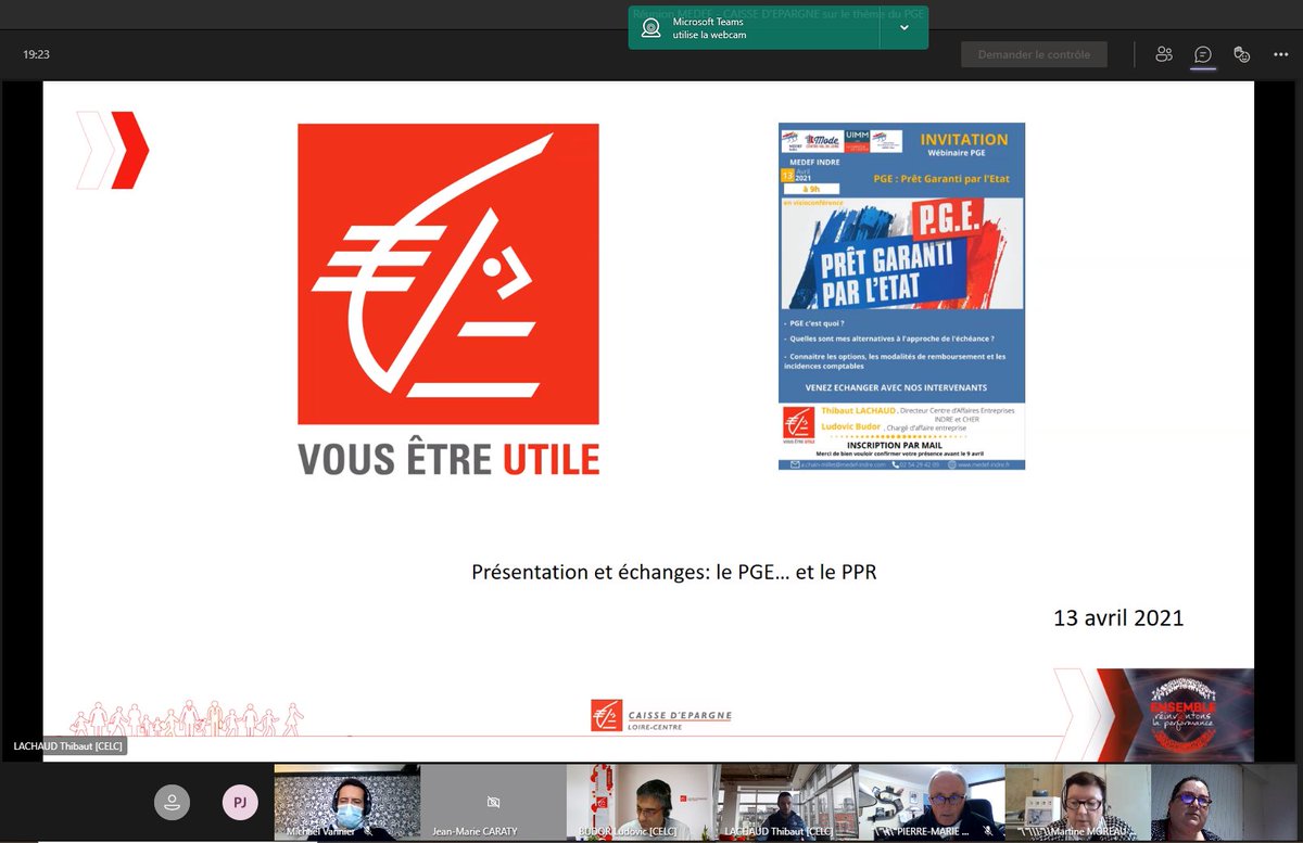 Medef Indre 36 (@indremedef) on Twitter photo Merci à nos amis du <a href="/MedefCher/">MEDEF CHER</a> pour cette collab dans l'organisation du webinaire sur le #PGE ! L'occasion de nous appuyer sur les qualifications de nos partenaires comme la <a href="/CE_LoireCentre/">Caisse d'Epargne Loire-Centre</a> afin d'aiguiller au mieux nos adhérents.
-----
#indre #medef #medef36 #PGE #industrie Merci à nos amis du <a href="/MedefCher/">MEDEF CHER</a> pour cette collab dans l'organisation du webinaire sur le #PGE ! L'occasion de nous appuyer sur les qualifications de nos partenaires comme la <a href="/CE_LoireCentre/">Caisse d'Epargne Loire-Centre</a> afin d'aiguiller au mieux nos adhérents.
-----
#indre #medef #medef36 #PGE #industrie