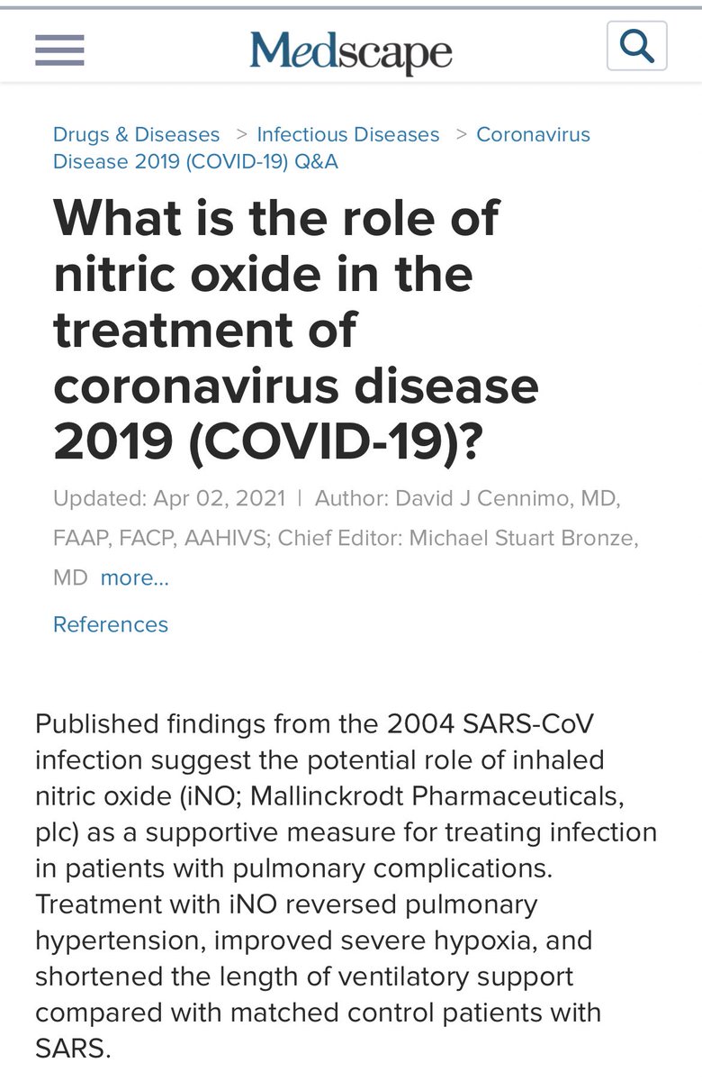 11/21That’s promising. What could kill the SARS virus, should be able to kill the COVID one. At least theoretically.Then another study came out this month, this time specific to the novel coronavirus. https://www.medscape.com/answers/2500114-197460/what-is-the-role-of-nitric-oxide-in-the-treatment-of-coronavirus-disease-2019-covid-19