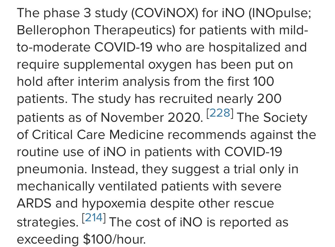 13/21I don’t know. What I do know is what the prepub admits towards the end of its abstract: That “the Society of Critical Care Medicine recommends against the routine use of iNO in patients with COVID-19 pneumonia.”