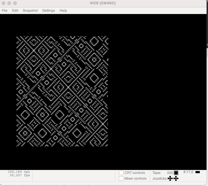 IcePic_dz's tweet image. Did it for C64, but divs (incl. remainder/modulo) is non-existent (=slow) on the 6510 CPUs so I had to cache all the x^y%9 results I&apos;ve previously done.
#c64 
#kickC