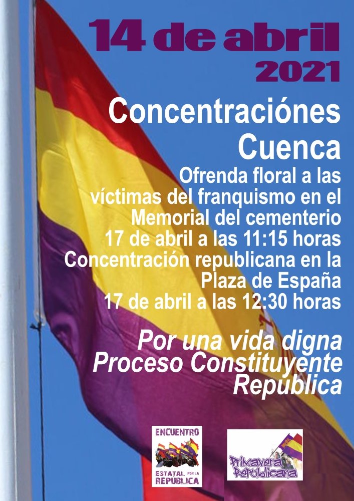 🔴 El día 17 rememoramos la proclamación de la II República y a las víctimas del franquismo en el cementerio.

📢 Seguimos construyendo un proyecto republicano sin monarcas corruptos y con una economía planificada donde el "pelotazo" no tenga lugar.