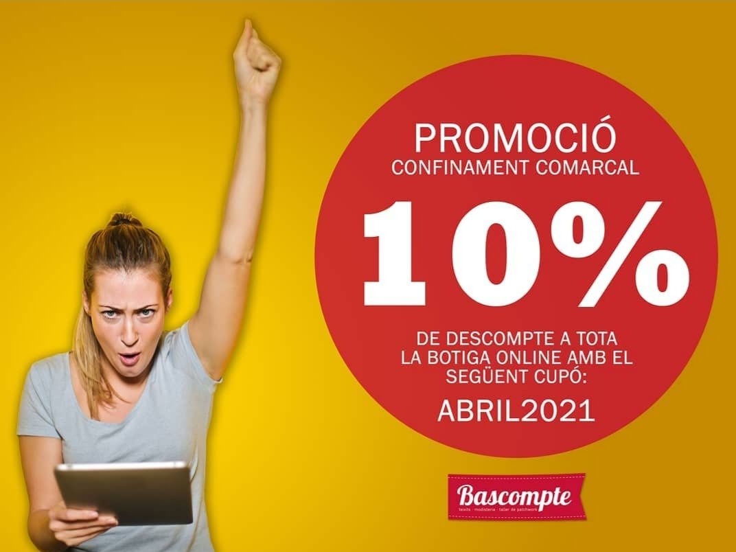 BascomptePatch's tweet image. Tornem al confinament comarcal‼️😥
És per això que per facilitar-vos la compra online, us oferim un 10% de descompte durant tot el mes d’abril!

Només heu de fer la compra a la  botiga online i al final de la tramitació introduïr el codi ABRIL2021 🤑

👉 teixitsbascompte.com