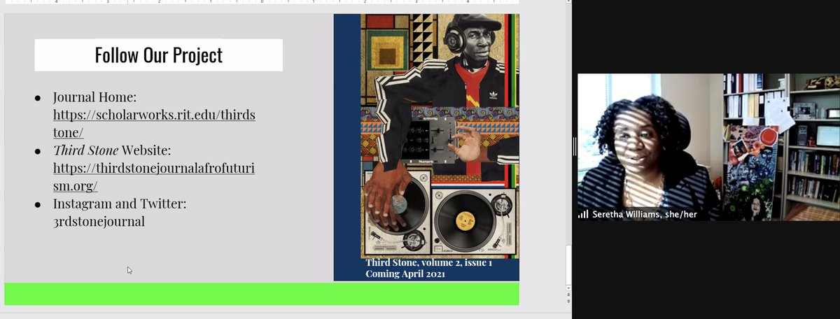 JulianChambliss's tweet image. Great to see how @3rdstonejournal defining definition around #Afrofuturism. #MSUGlobalDH