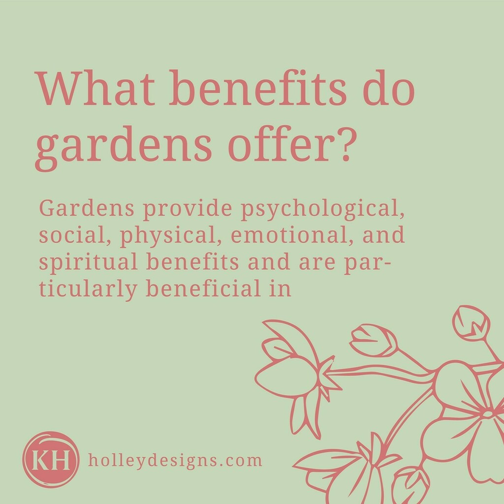 Holleygardens's tweet photo. Gardens provide psychological, social, physical, emotional, and spiritual benefits and are particularly beneficial in promoting healing.  This is largely due to our positive reactions to nature, as well as being hard-wired to find nature engrossing and smoothing. ⁠
#springga… https://t.co/TXN5hw4chm