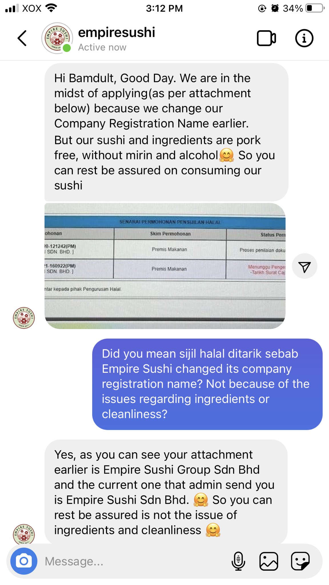 아피나 On Twitter Sijil Halal Empire Sushi Ditarik Balik I M Sorry Sebab Tweet Tu Confusing Delete Already I Talked To Empire Sushi And You Can Read Our Conversation Here Conclusion