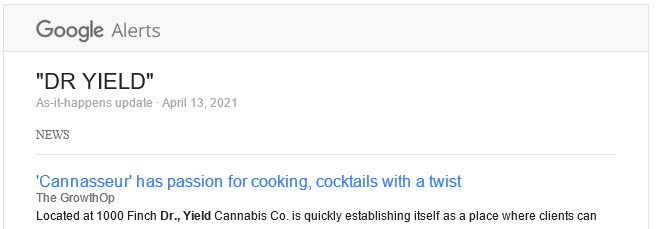 DrYield's tweet photo. The moment when you’re monitoring your reputation on the web and suddenly find your company associated with the weed industry…  🤔 https://t.co/3ZcWDUU0pd