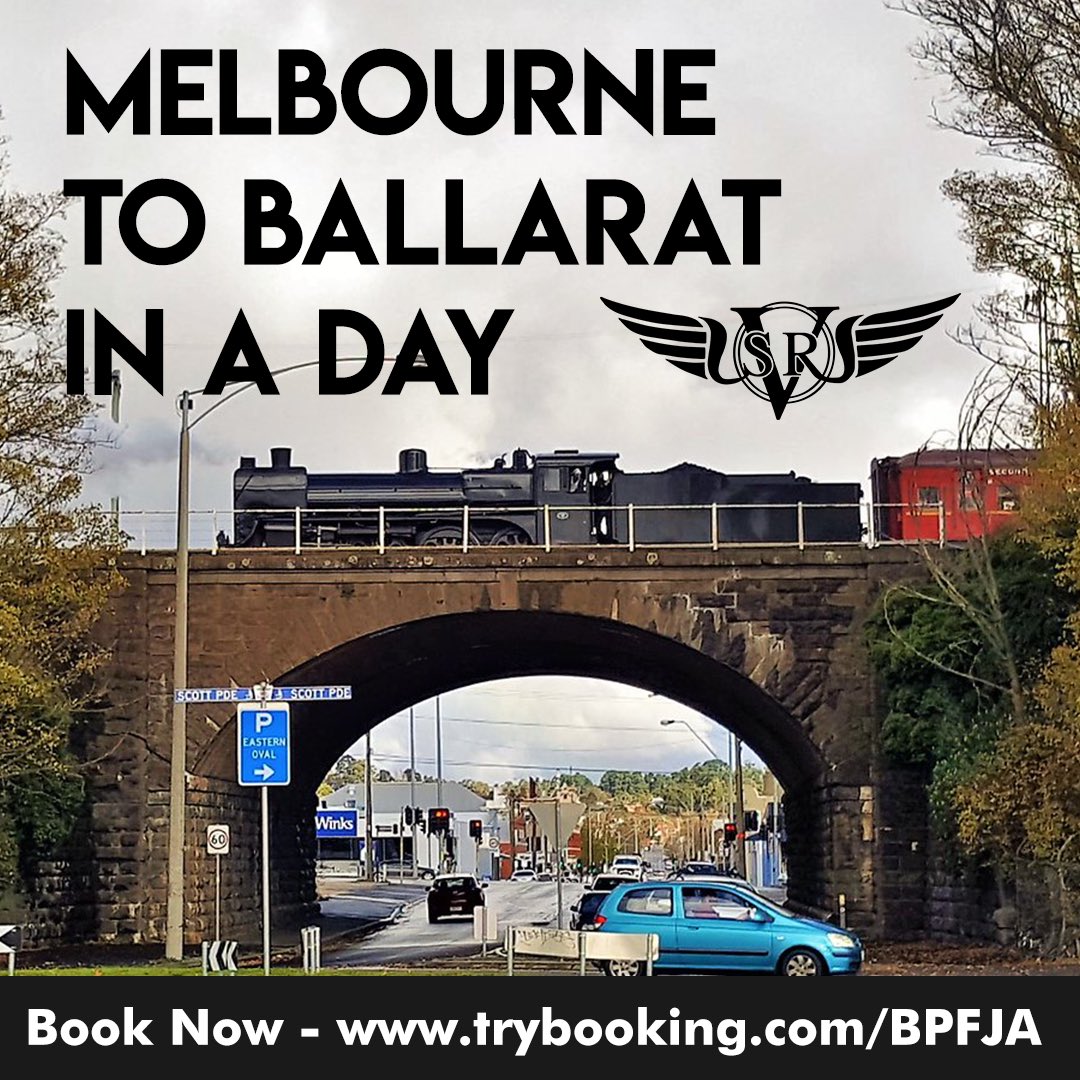 SteamrailVic's tweet photo. EUREKA EXPRESS SATURDAY 24TH APRIL 2021
*MORE TICKETS RELEASED WITH LOCOMOTIVE A2 986 NOW JOINING R711 TO BALLARAT*
Join us aboard The Vintage Train as we climb 'up the straight' to Ballarat, or visit Sovereign Hill. 

BOOK NOW! - https://t.co/DZdWCRJ2v5 https://t.co/ATxwg0wCOU