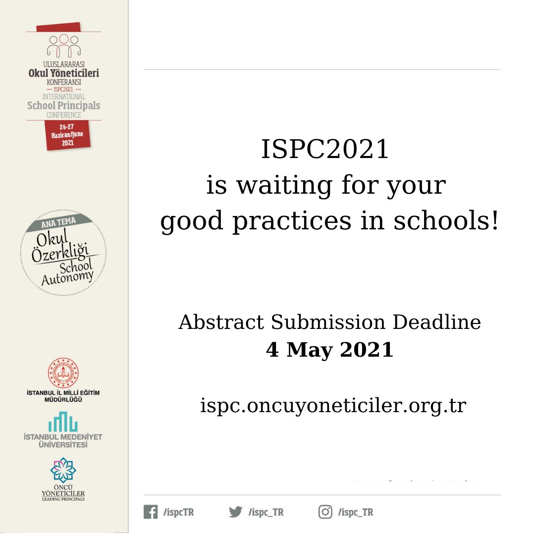 ftm___ytm's tweet image. We are waiting for your attendance!

oncuyoneticiler.org.tr/ispc2021/
For the further details🔝🔝🔝
#ISPC2021 #schoolprincipals #schoolprincipalsconference #internationalconference #leadingschoolprincipalssociety #schoolautonomy #ÖncüYöneticiler #Alanyazın #EtikOkul #YeniYazı #conference