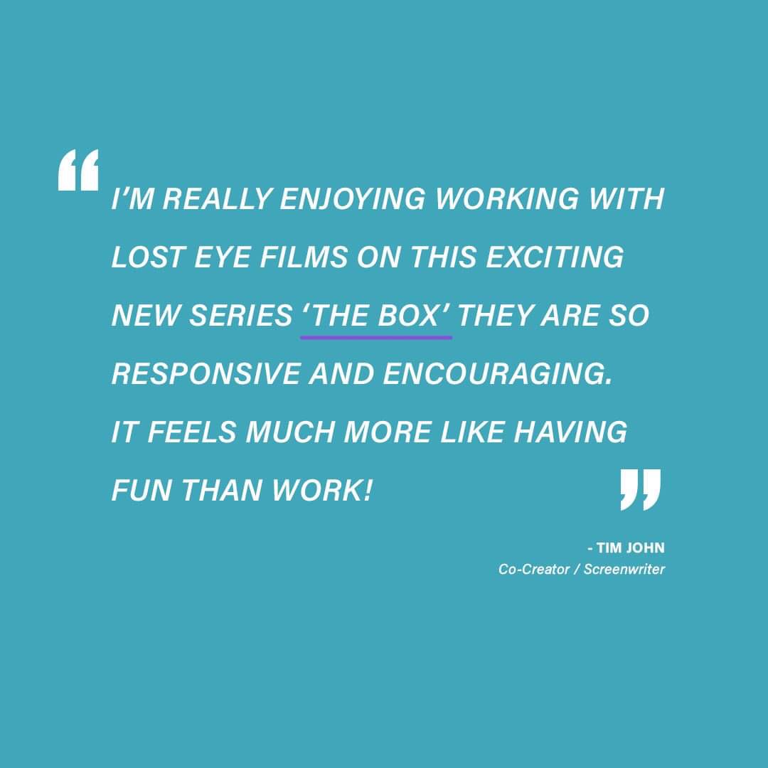 Some lovely words from one of our screenwriters Tim John. We are so pleased to have such a talented writer working with us on such a brilliant new series, The Box #tv #screenwriter #drama