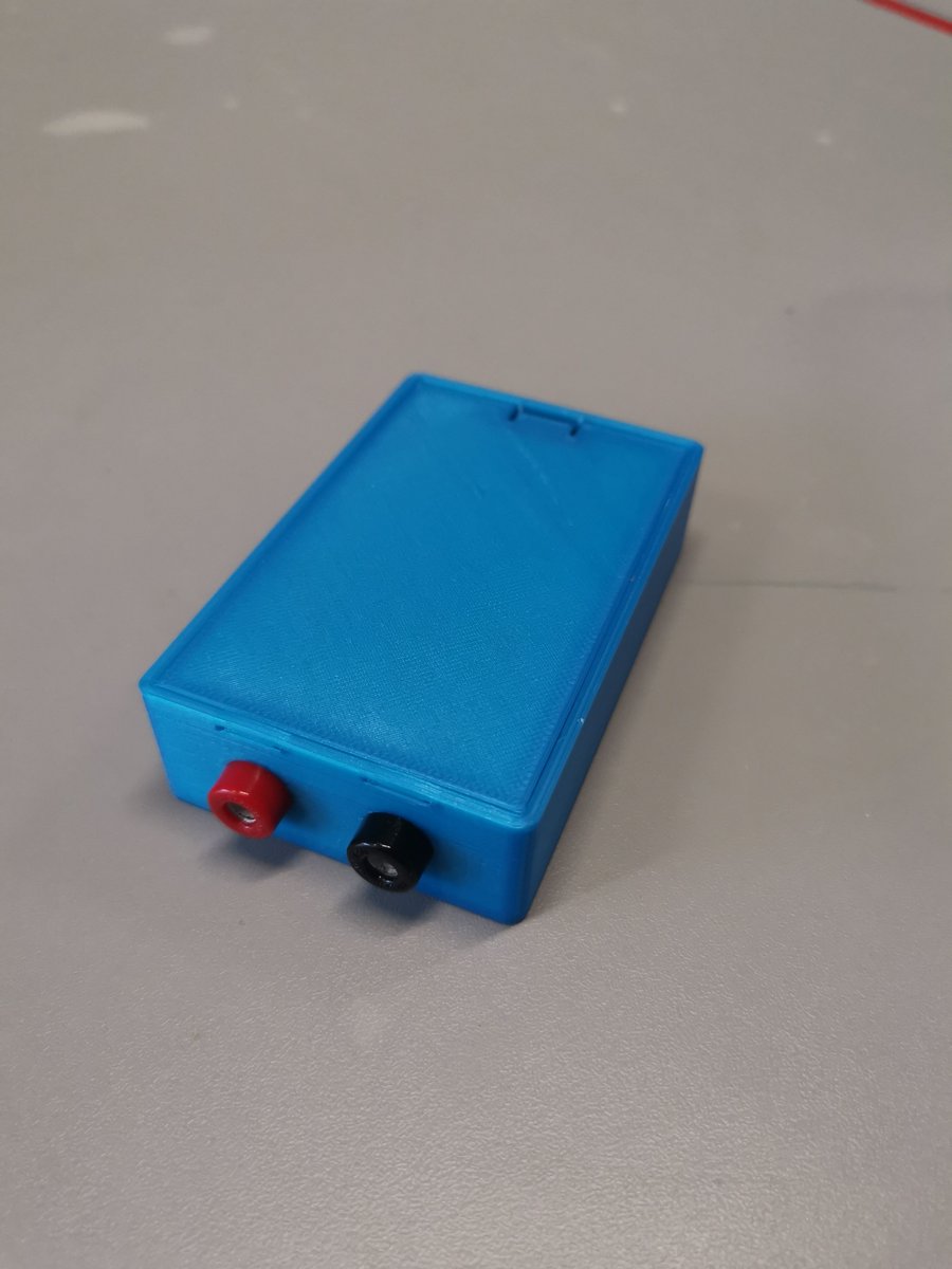 drbrazier's tweet image. New 3D printer fun. 
Tested out my fusion360 skills with a battery pack to go in an electricity topic box. This is just version 1 and already got the next one ready to go. @CLEAPSS @Prusa3D @autodesk
