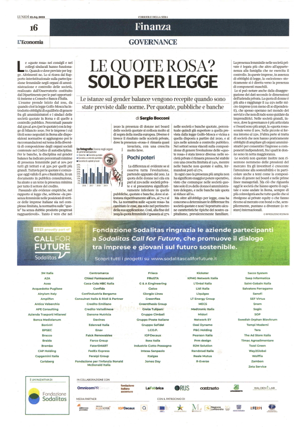 Ci fa piacere condividere la pagina di ieri #12aprile di L'Economia dove mezza pagina è dedicata alla comunità di imprese  partecipanti a #SodalitasCallforFuture e nella quale compare anche #Wolffia_net