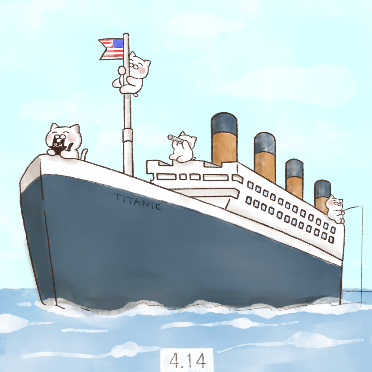 大和猫 4月14日 タイタニック号の日 Sosの日 1912年のこの日 豪華客船タイタニック号がニューファンドランド島沖で氷山に衝突しました T Co B0scazlnkq Twitter