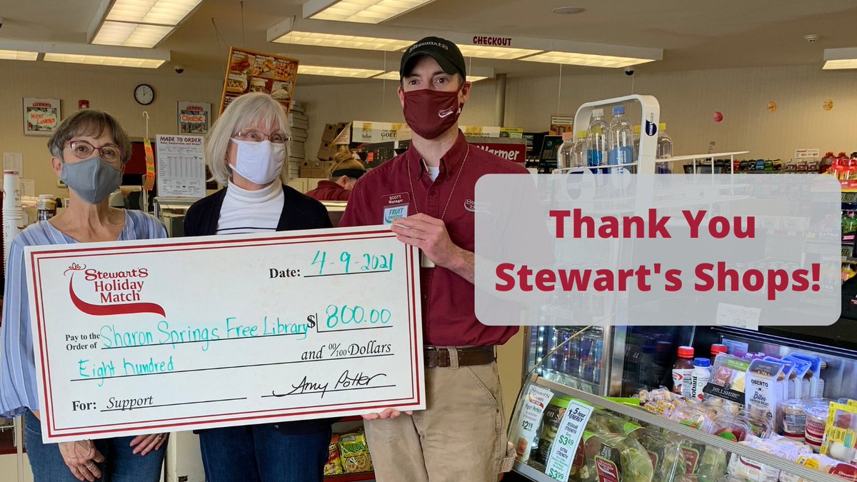 mvlsNY's tweet photo. Sending out a big #ThankYou to @StewartsShops  for supporting our libraries! 

It's wonderful to see how the donations made to Stewart's Holiday Match program stay local and directly support organizations like Sharon Springs Free Library. https://t.co/PYiZksSPZL