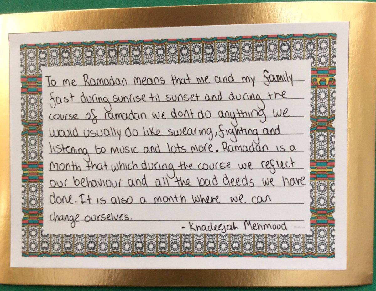 We are celebrating #Ramadan at TDA! Our display showcases students’ thoughts &amp; feelings on the festival.  As part of the celebrations, we will be collecting food donations for a local charity &amp; money donations will also be made to the charity the Children of Adam. #compassion