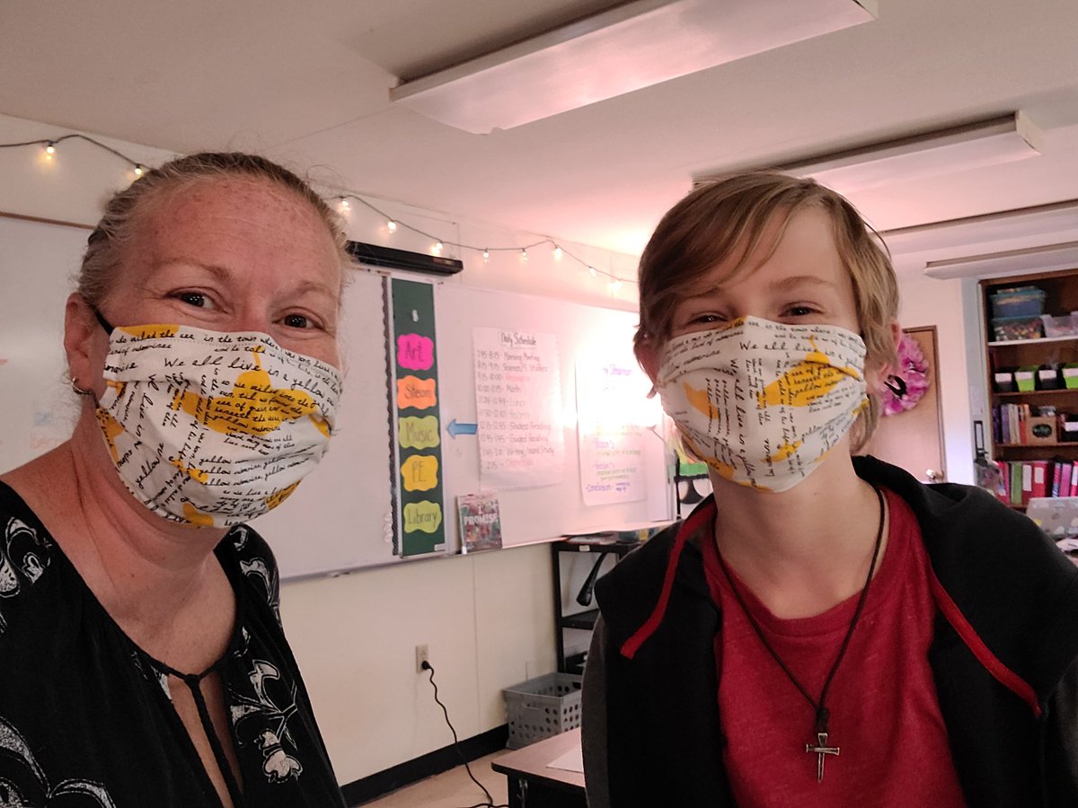 We created pipecleaner circles in math that quickly turned into halos.  A few Ss with new masks. <a href="/LisaPughCCPS/">Lisa Pugh</a> <a href="/CrenshawCards/">Crenshaw Elementary</a>