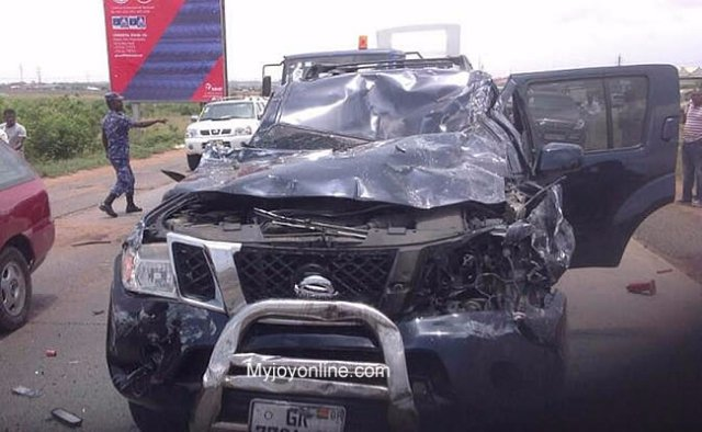 Host of Newsfile Samson Lardy's car after the accident in 2017 on the Tema Motorway. #JoySMS