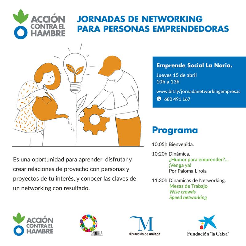 Jornadas online de #Networking para personas emprendedoras impulsada por <a href="/ACH_AndExt/">Acción contra el Hambre- Andalucía y Extremadura</a> 
 
🤝El fin de esta iniciativa es crear relaciones entre emprendedores sociales y dar a conocer un networking con resultados
 
📆Jueves 15 de abril
🕚10h a 13h
 
➕bit.ly/3a6aSYe