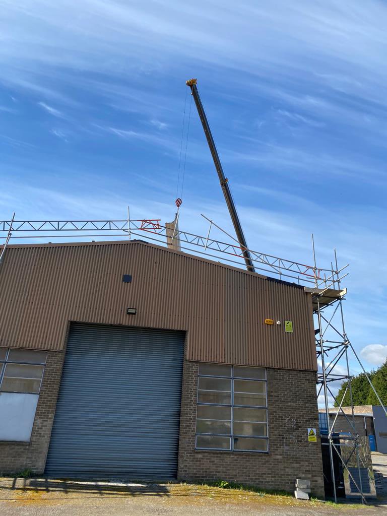 All go at our Castleside Industrial Estate in Consett today. #industrial #cranes #roofrepairs