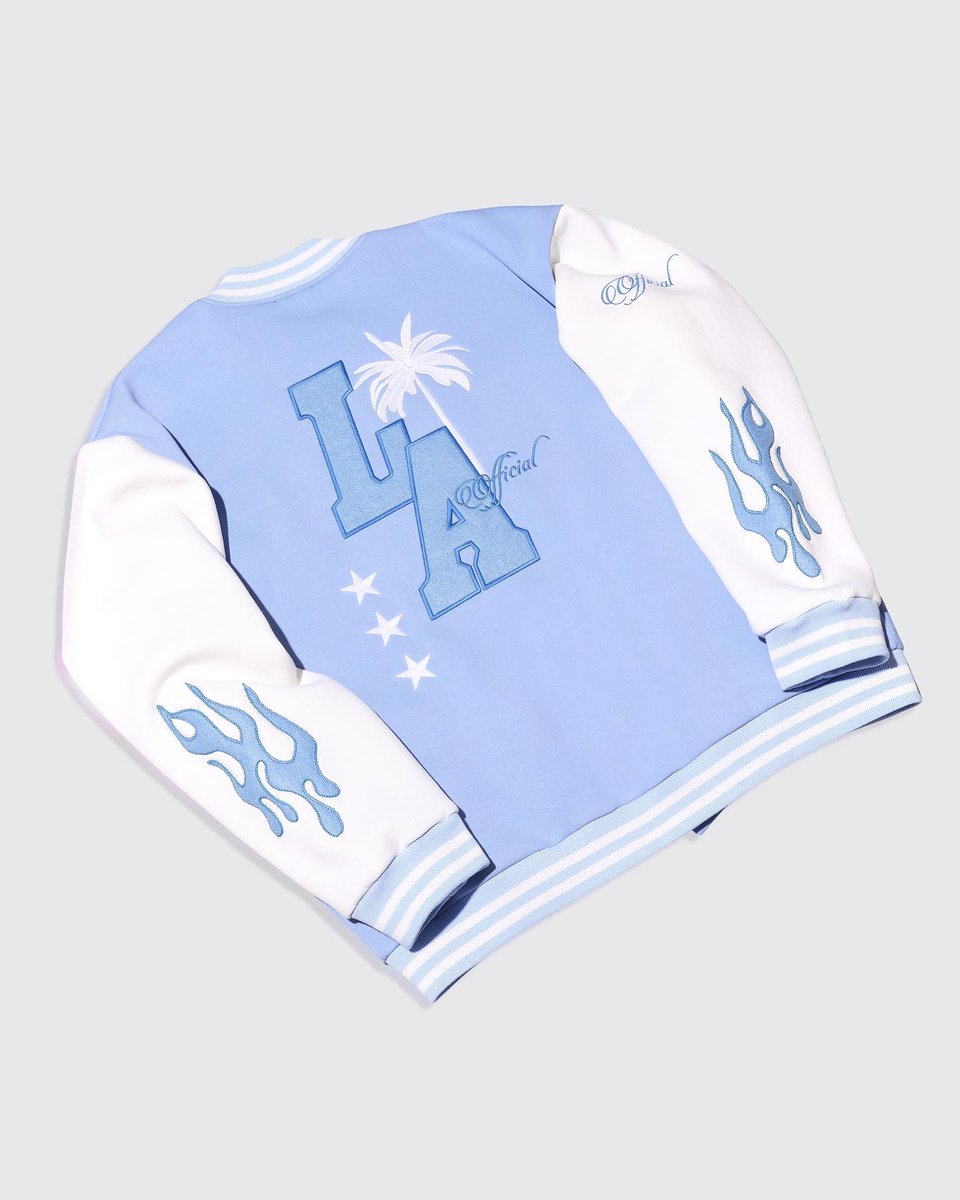 LA BADGE JERSEY VARSITY BOMBER JACKET 
