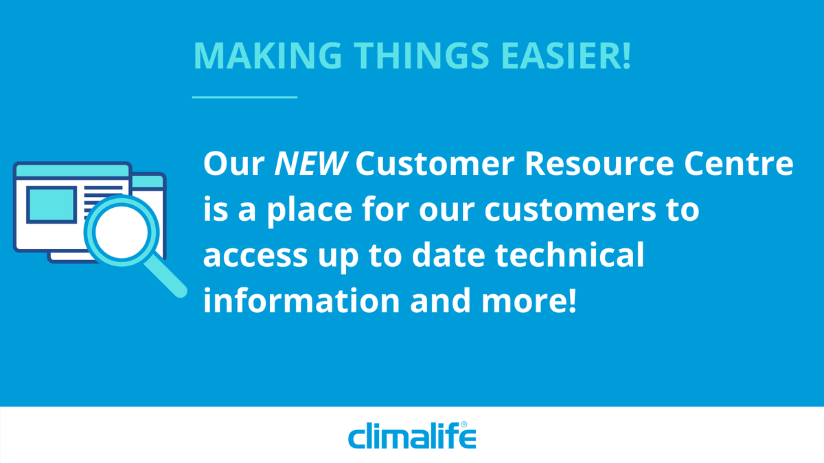 Climalife_UK's tweet photo. πWe are excited to have launched the Climalife UK Customer Only Site, home to our new Customer Resource Centre!
Customers will be able to access the most up to date technical information and other useful resources online at any time and from any device.
#makingthingseasier https://t.co/ThMc64aF84