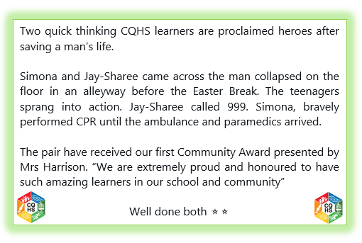 ConnahsQuayHigh's tweet photo. Let's start the week off with some good news!  

Big well done to Jay Sharee and Simona in Year 11. We are very proud of you.  🌟🌟 https://t.co/8eXNNOjnqv