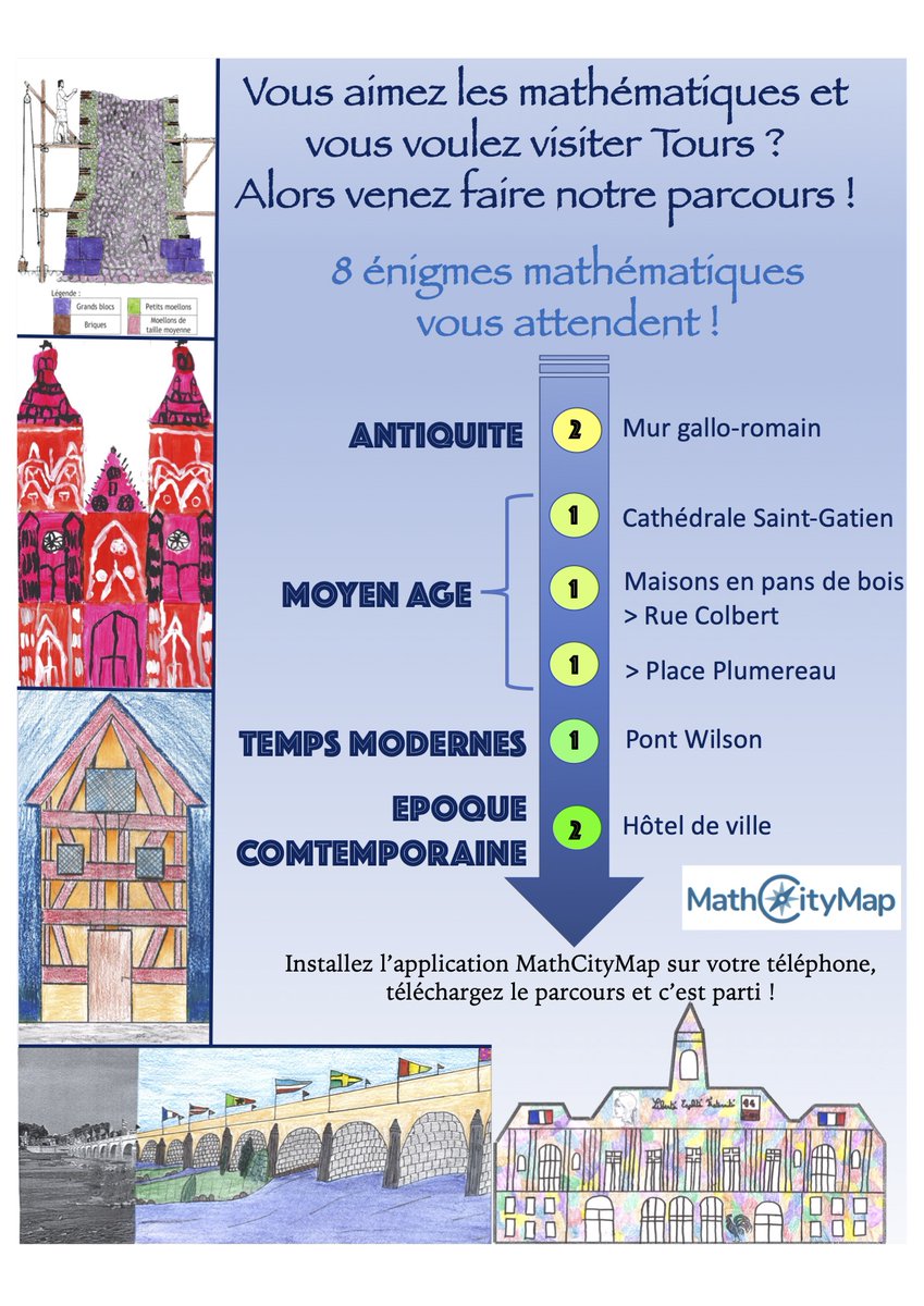 almigne's tweet image. Concours « Affiche ton patrimoine », notre classe a participé ! Merci de liker notre école sur le site du concours enseignants.vmfpatrimoine.org/concours/  &amp;gt; école SABLONS SEMARD à Saint-Pierre-des-Corps #mathtrail @mathcitymap CODE 594535 #patrimoine @mathsenvie