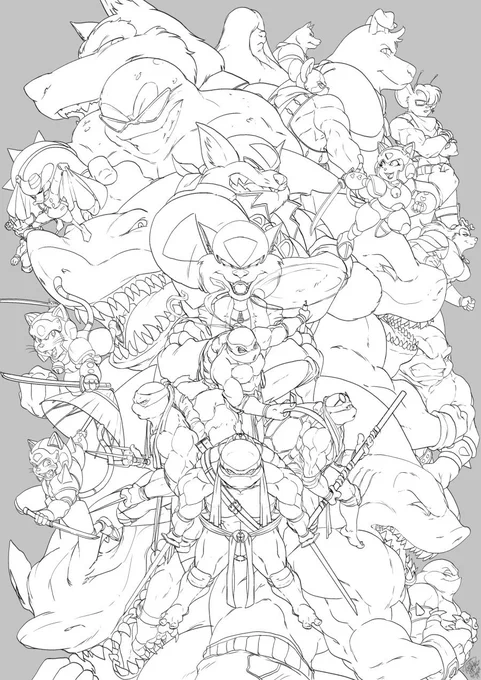 massive lineart pieces i have yet to color. 