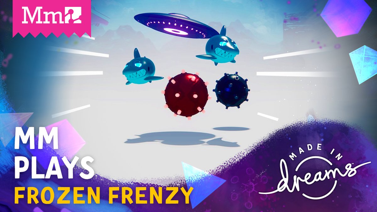 mediamolecule's tweet photo. Today, we're introducing Mm Plays! 

Hour-long streams where we dive in to a creation for the full hour. For our first stream, we'll be taking on the challenge in Frozen Frenzy, #MadeInDreams by @RurouniDan &amp; @steve_big_guns! 🦈🧊

Tune in at 5PM BST on https://t.co/lc9jKT4fbB https://t.co/WaUGVGVo26