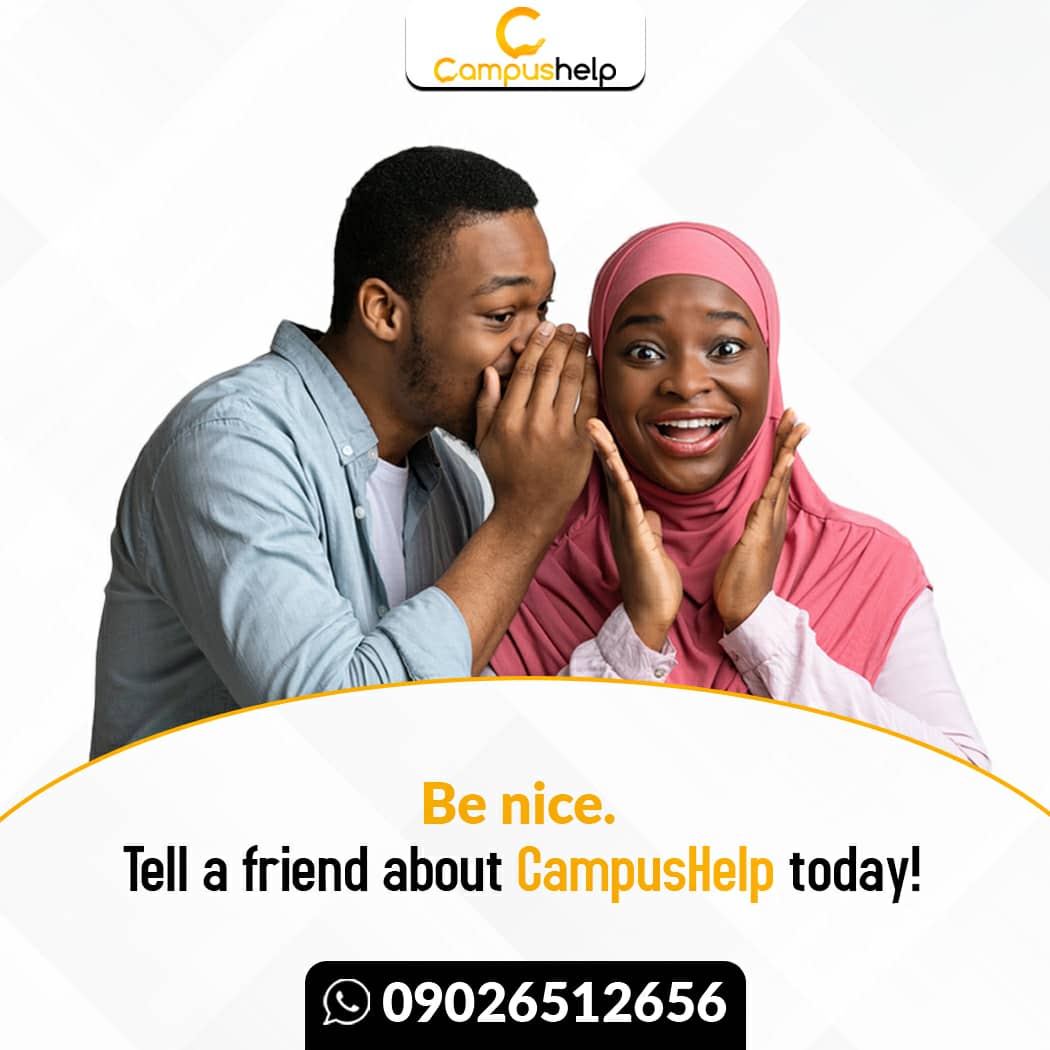 ellabarbie_'s tweet image. CampusHelp is a service listing system in Tasued i.e  on CampusHelp you can get Service Providers who can provide any service you want and also you can get Service seekers who would need your services on campus
Get started by sending Hi ;wa.link/3a5egc #campusHelp