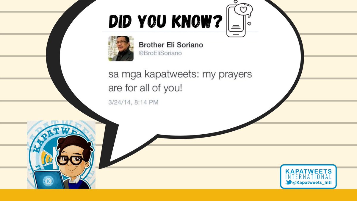 Kapatweets_Intl's tweet photo. Kapatweets, alam niyo ba na kay Brother Eli Soriano mismo nanggaling ang tawag na "Kapatweets" :)

Ito ay makikita sa kaniyang tweet noong March 24, 2014, 
pitong taon na po ang nakalipas. Salamat sa Dios!

#PureDoctrinesOfChrist
#BiblicalDoctrinesDay2 https://t.co/1c8qSEWp1E