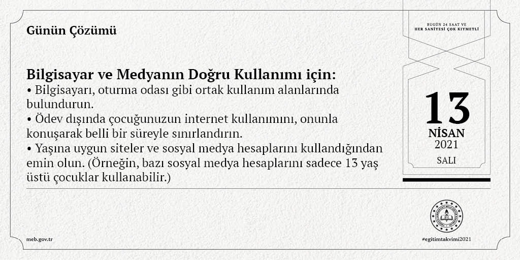 Bilgisayar ve Medyanın Doğru Kullanımı için: 

Her Kademede Bilişim Dersi zorunlu olsun. 
Her Okula en az bir Bilişim Öğretmeni atansın. 

Sn <a href="/safran1958/">Mustafa SAFRAN</a> <a href="/adnanboyaci/">Adnan BOYACI</a> <a href="/omerinan06/">Ömer İNAN</a> <a href="/bdonmez44/">Burhanettin Dönmez</a> @demiiryakup <a href="/okancbn/">Dr. Okan Çoban</a> <a href="/mmustafayavuz/">Mustafa Yavuz</a> @MEBMHC