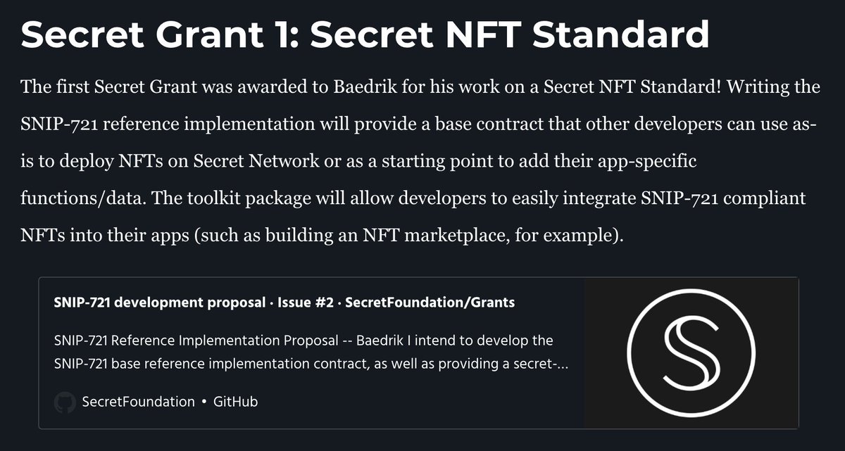 10/ Also important to mention is possibility of private  #NFTs on  $SCRT - this will enable all kinds of epic new usecases. #NFT