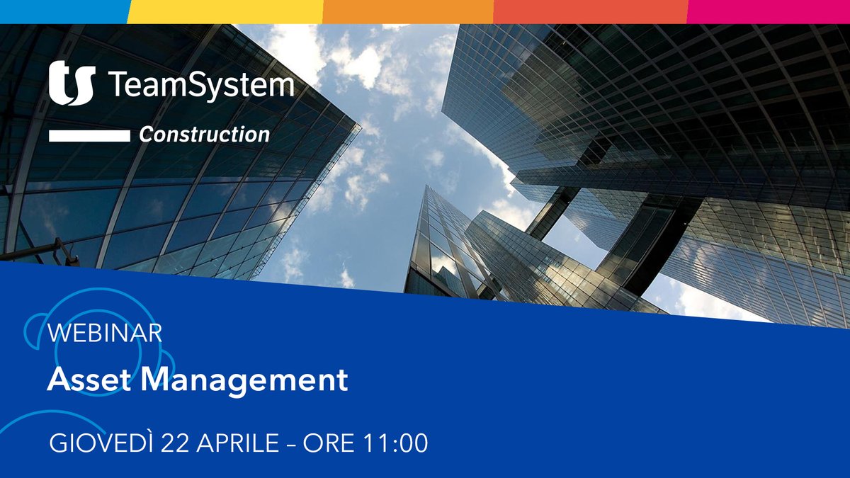Il 22 aprile alle ore 11 si terrà il webinar “Asset Management - La gestione del patrimonio immobiliare e dei servizi di manutenzione e conduzione di edifici ed infrastrutture”. Info e iscrizioni a questo link bit.ly/3tjkeY0
#immobiliare #assetmanagement #realestate