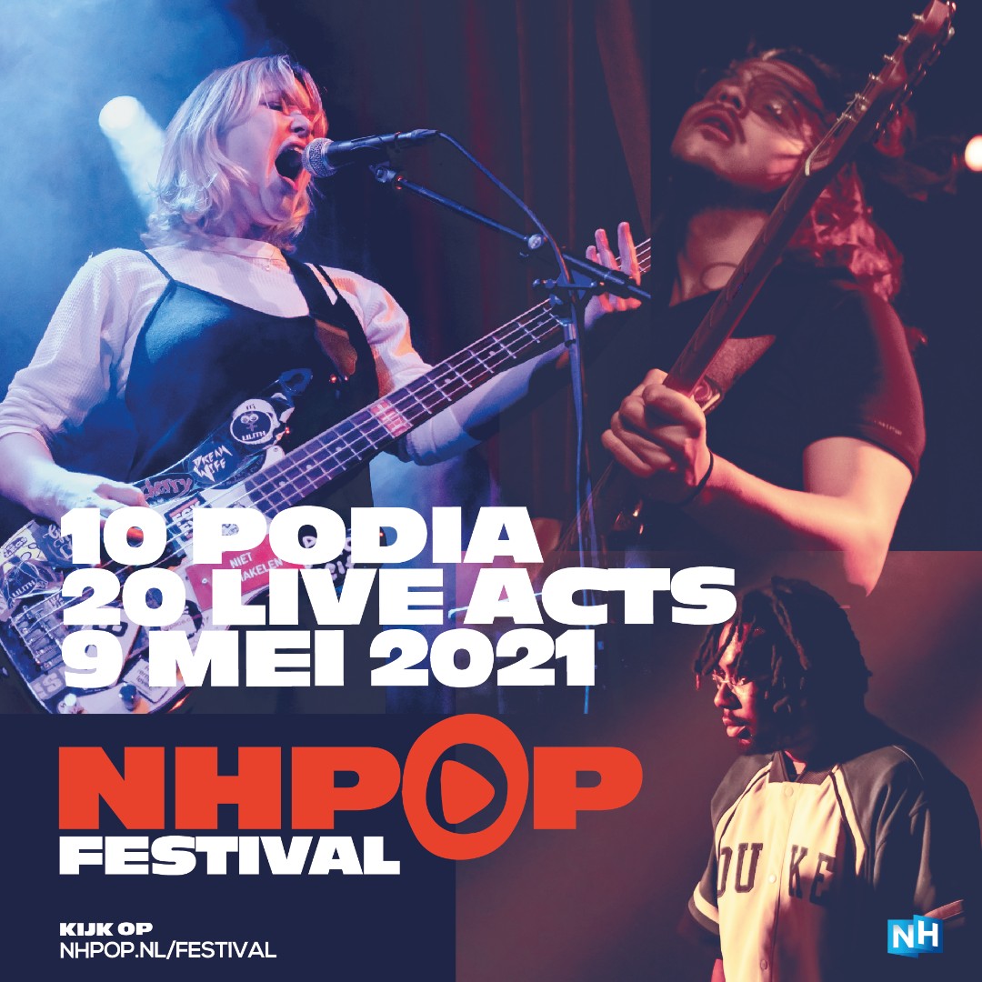 10 podia, 20 live acts. Het ultieme festivalgevoel in je eigen huiskamer! Kijk op 9 mei tussen 15.00 uur en 18.00 uur naar het NH-Pop Festival en kies zelf welk optreden je wil bekijken. Pak een biertje en geniet van de geweldige line-up!
Meer info: bit.ly/3wtwQ0B