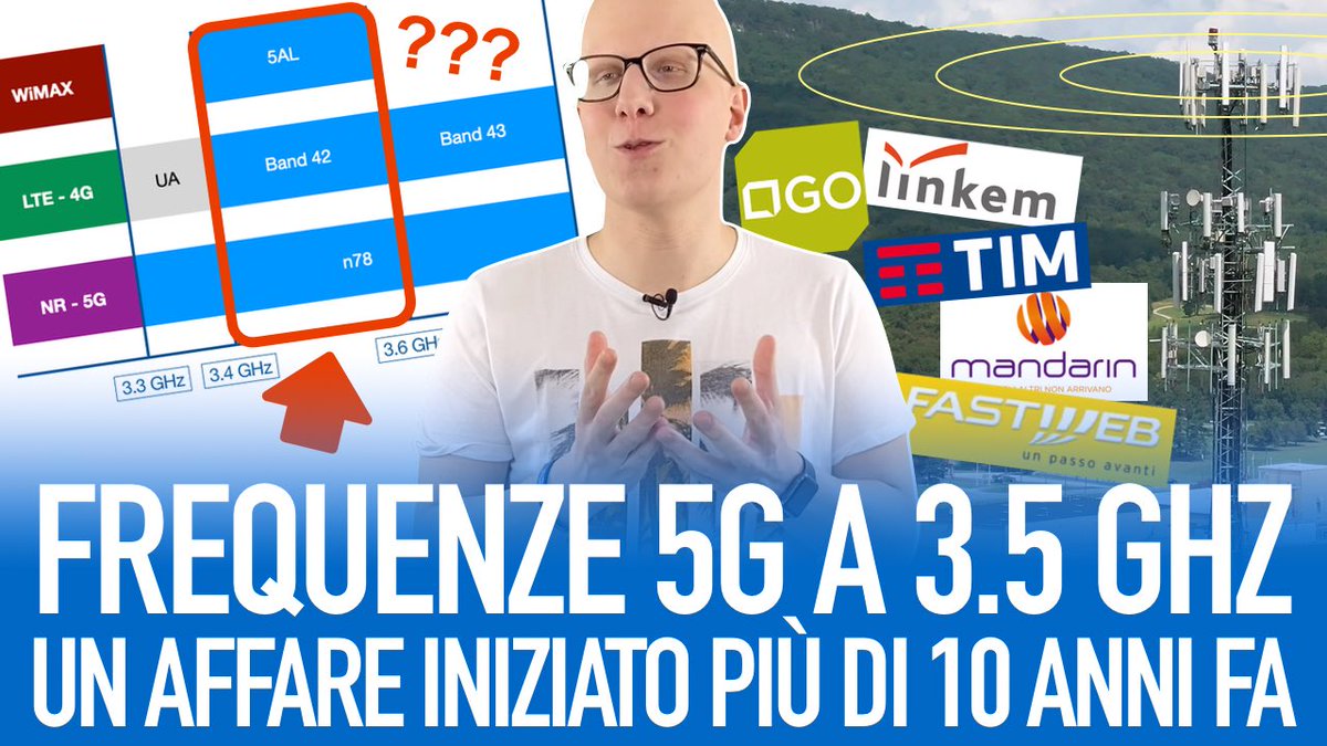 La banda #n78 del #5G comprende le #frequenze che vanno dai 3.3 GHz fino ai 3.8 GHz.
Quindi, se le frequenze dai 3.6 ai 3.8 GHz sono state assegnate durante l’asta 5G…quelle dai 3.4 ai 3.6 GHz, di chi sono?

Nuovo video su Youtube 👉 youtu.be/XYyvHx00CL4

#telecomunicazioni