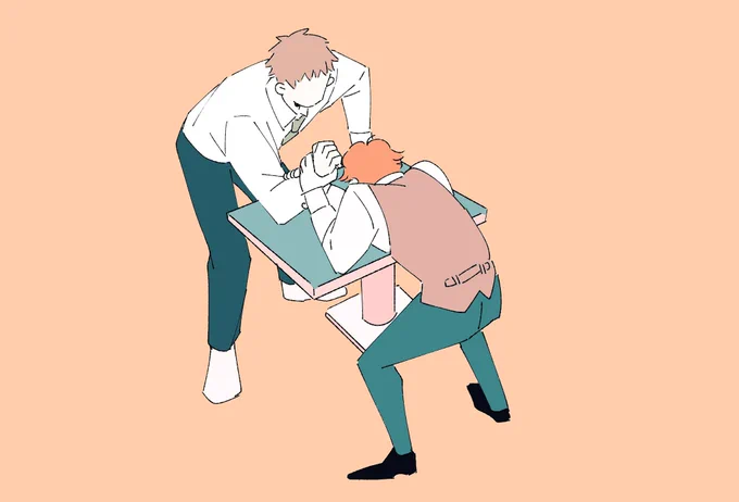 庭師自陣絵 ho3と腕相撲 