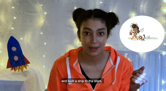 tuttifruttiprod's tweet photo. Look Up is now ready to watch! Sign up to watch our 7th Story Time video: https://t.co/XbPGJFmvbf. Rocket's going to be the greatest astronaut, star-catcher, space-traveller that has ever lived, but first she needs to convince her big brother Jamal to start looking at the stars! https://t.co/fAb0rIRPmt