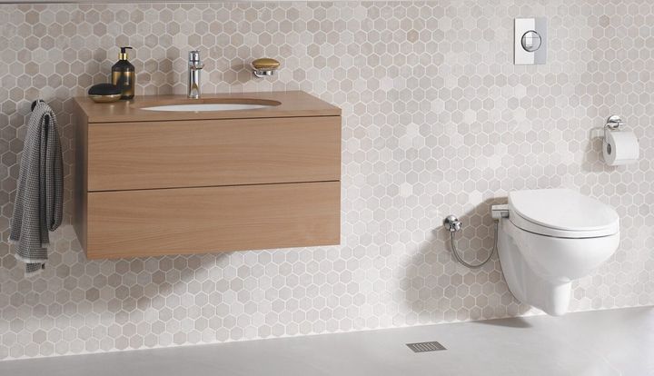 GROHE’s Bau Ceramic Manual Bidet Seat transforms an existing toilet into a hygienic shower toilet. #grohe #bathroom #bathroominspiration #bathroomsolutions #bathroomdesign #toiletsofinstagram #instagood