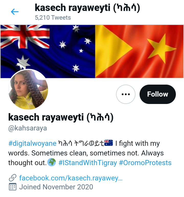 Online extremism is an evolving problem, it tends to capture vulnerable people and hijack legitimate grievances.  This account followed me while I was highlighting the situation in Tigray, it was blocked and reported for promoting extremism.  Please be mindful  #Tigray