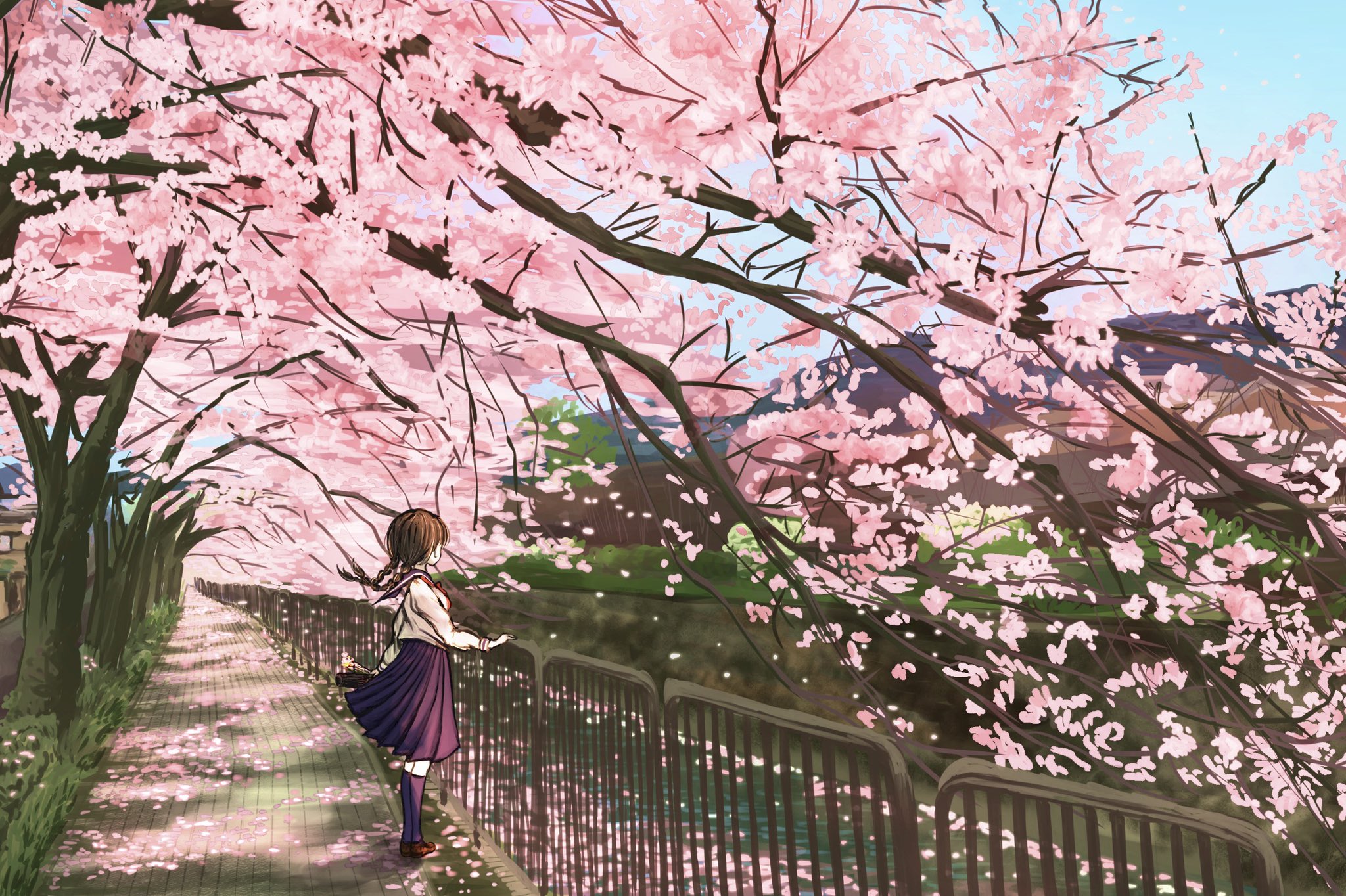 ひゅー Flowerilustration 季節に合わせた風景 みんなの春夏秋冬のイラストが見たい T Co Gbc7htl11g Twitter