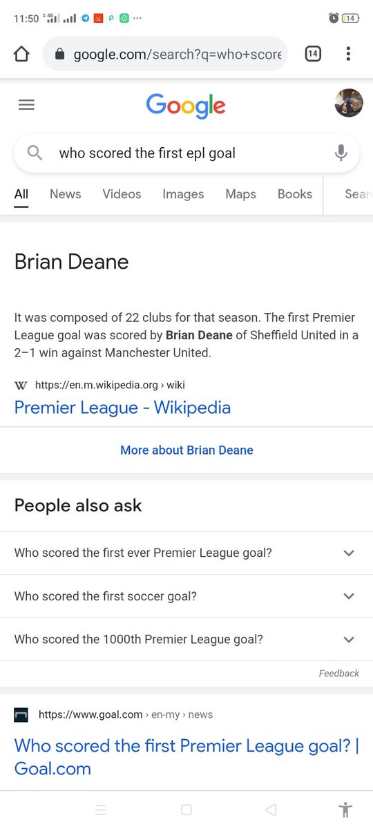 Brian Deane scored the 1st ever EPL goal