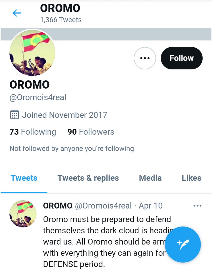 The account is part of a wider group attempting to bring attention to the heinous attack on Tigray. As we often see, the legitimate grievances get hijacked. While Oromo is struggling , violent groups step into the void. This silly woman is fronting the militant angle. 