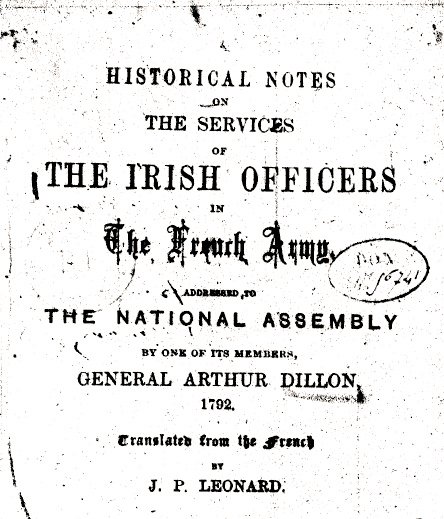 Arthur (now also a representative for Martinique in the Assemblé Nationale) argued strongly opposed these reforms, publishing a pamphlet arguing that the Irish regiments were French rather than foreign & 'no nation ever did for another what the Irish Catholics did for France'.