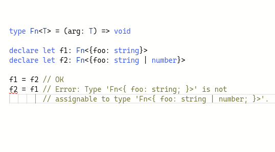 mpidev's tweet photo. @WrocTypeScript Because function parameters are contravariant? https://t.co/LgHhjT0ZT1