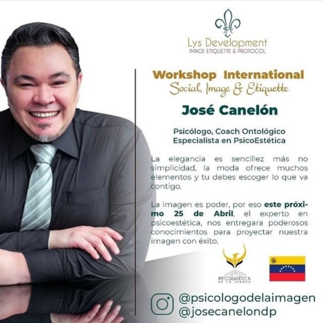 JoseCanelonDP's tweet photo. Agradecido y honrado por la invitación a participar en este prestigioso evento internacional.
#psicologodelaimagen #psicoestetica 
#13Abril #josecanelon #imagen #estilo #laimagenespoder https://t.co/ByxaEjMoDF